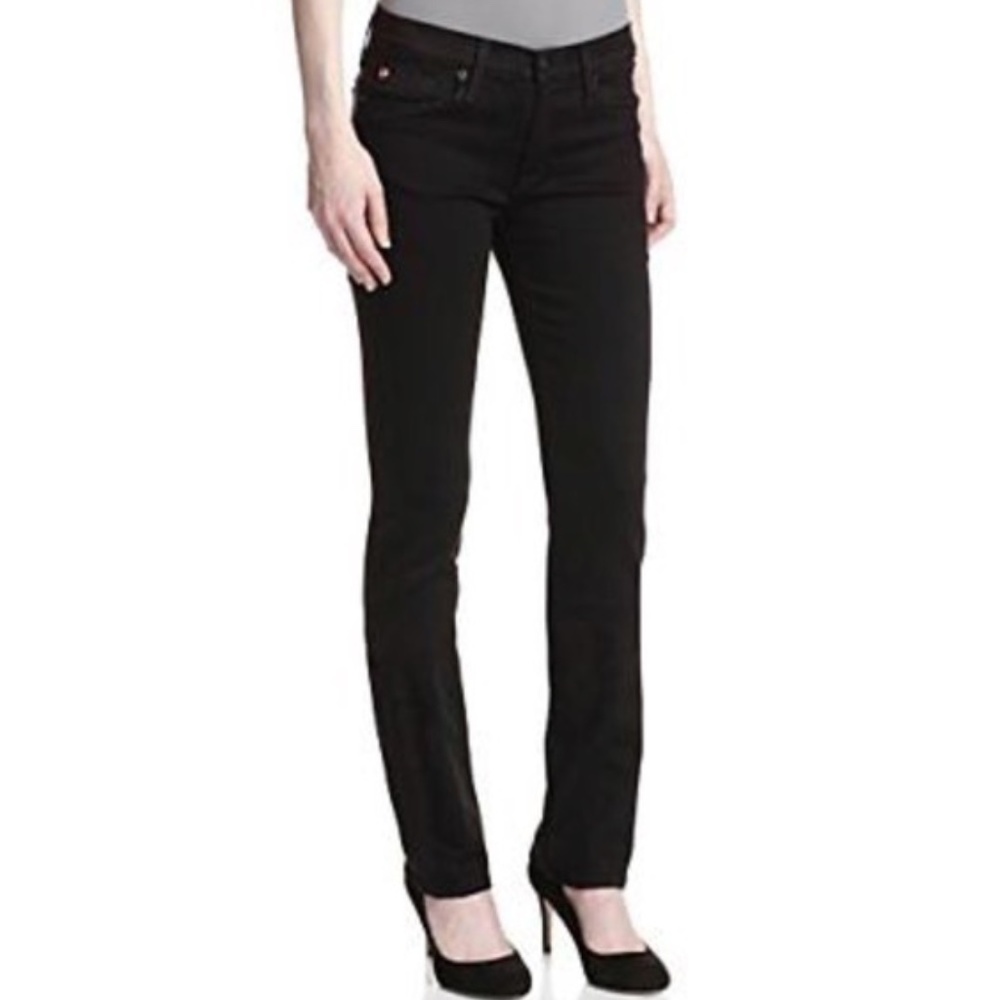 HUDSON Black Tilda Mid-Rise Straight Leg Jeans 25